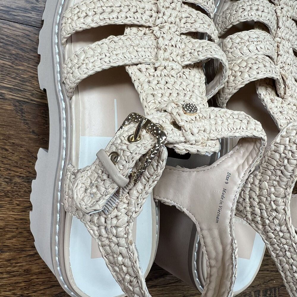 Dolce Vita Lasly Raffia Fisherman Sandals in Natural Knit Women's Size 9 - Picture 7 of 13